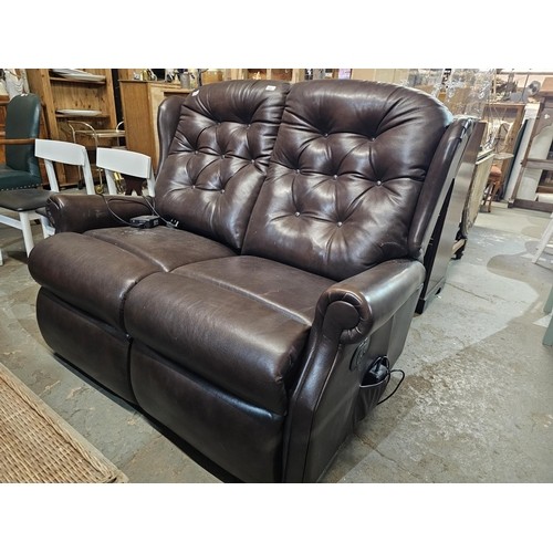 1216 - Sherborne Lynton style 2-3 seater reclining sofa dark leather