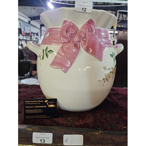 12 - Minton style? Large ceramic planter with handles