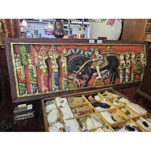 13 - Indonesian wooden relief wall art, 100 x 36 cm