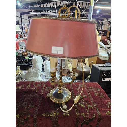 3 - 1950s Brass Bouilotte lamp with red shade
