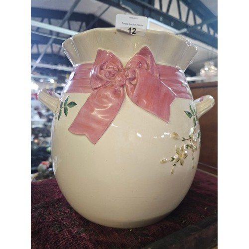 12 - Minton style? Large ceramic planter with handles