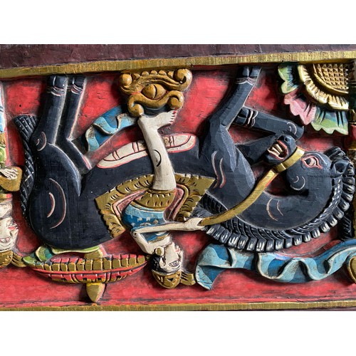 13 - Indonesian wooden relief wall art, 100 x 36 cm