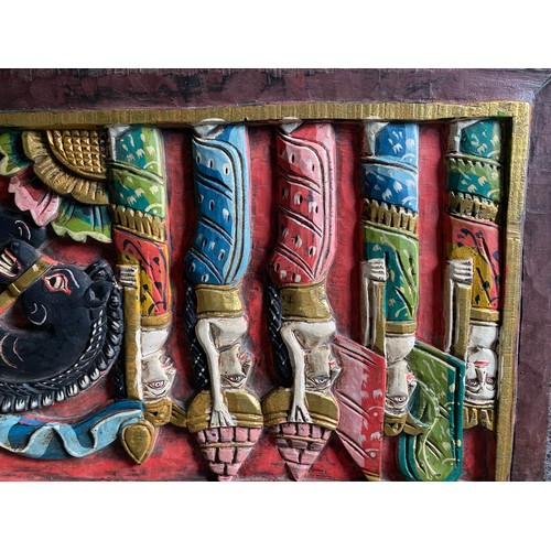 13 - Indonesian wooden relief wall art, 100 x 36 cm