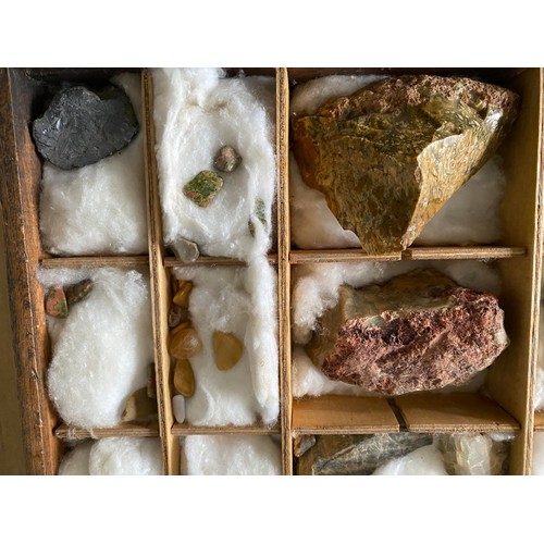14 - Collection of rocks and minerals in compartmentalized box