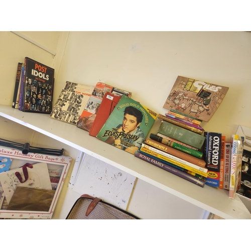 858 - COLLECTION OF BOOKS INCLUDING ELVIS PRESLEY SCRAP BOOK, GILES AND FILMS OF THE FORTIES