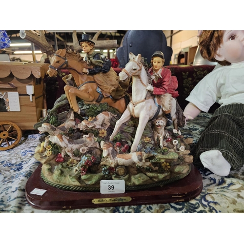 39 - Horse and Hounds resin sculpture from the Michelangelo collection