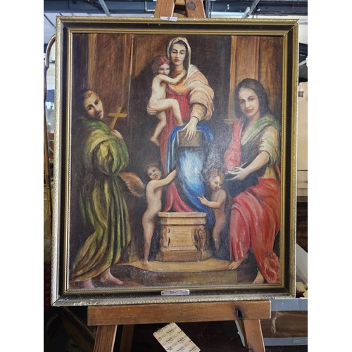 8 - Oil painting of Madonna and child by local artist Arthur Price
