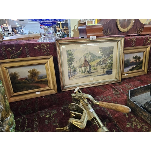 9 - Three pictures two small oil gilt framed and larger picture signed Zully 41