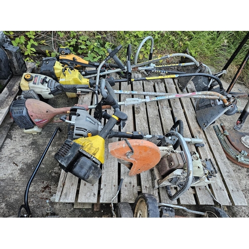 25 - JOB LOT OF PETROL STRIMMERS SPARES OR REPAIR AND A STIHL DISC CUTTER