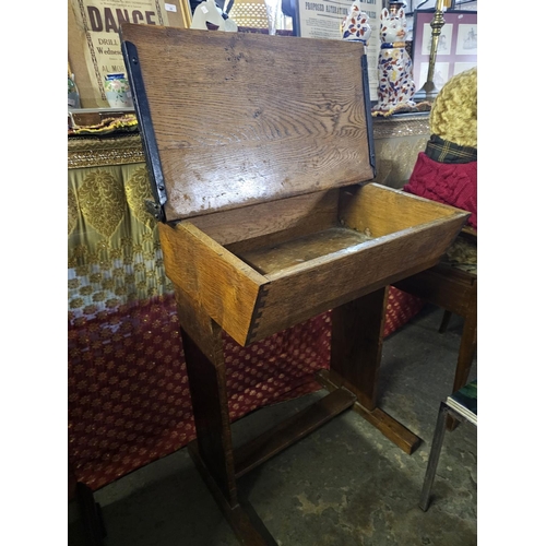 28 - Lovely oak Vintage school desk with lift up lid
