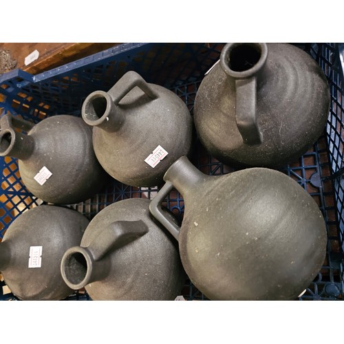 8A - Six Dark Clay Pitchers
