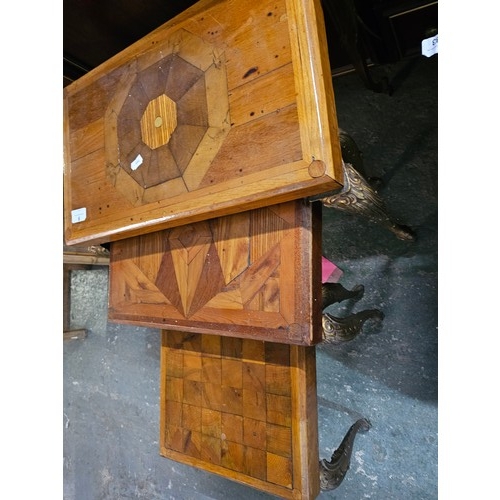 6 - Nest of wooden tables with ornate brass legs and inlaid marquetry