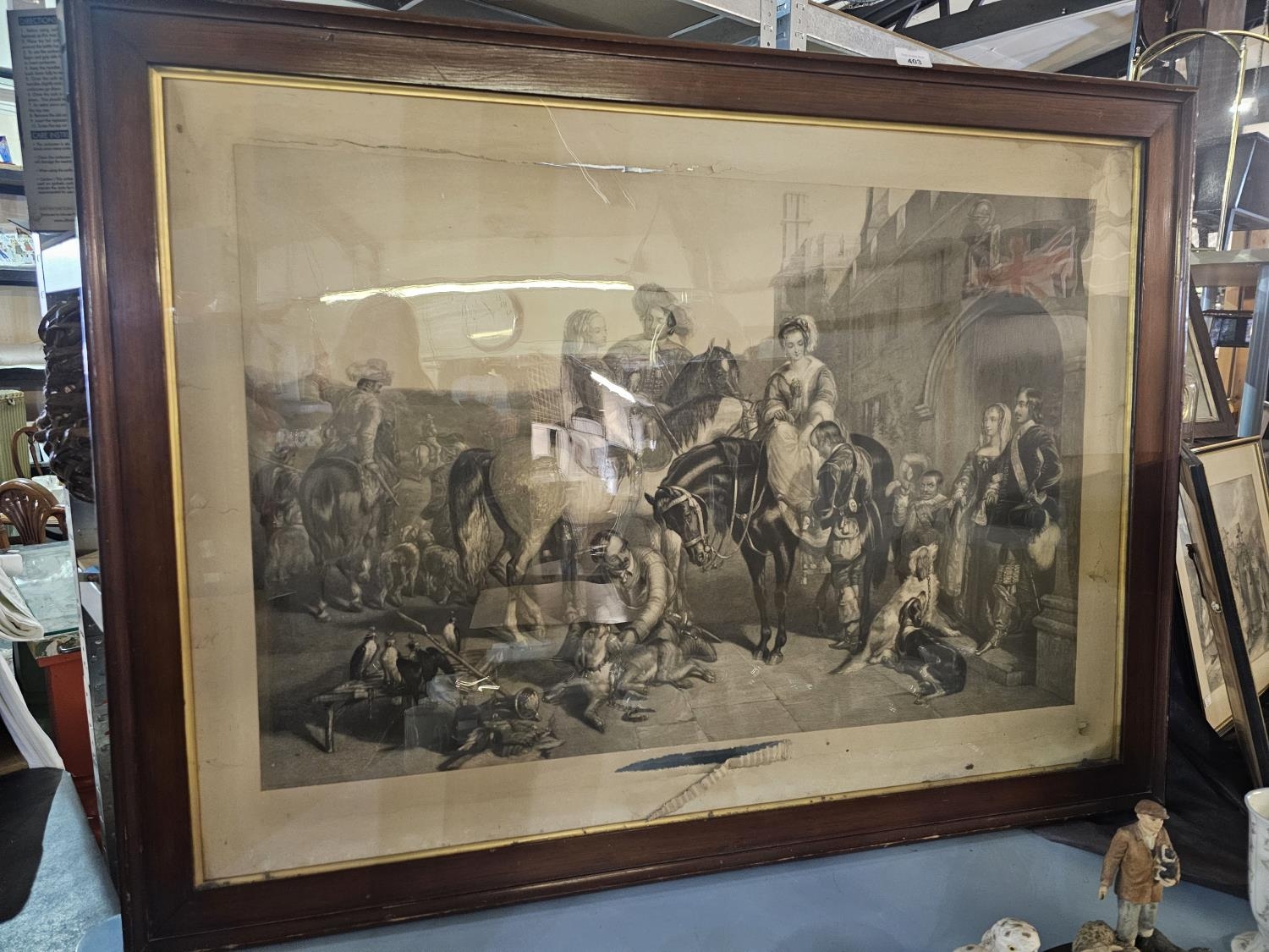 'Morning Of The Chase' Large Oak Framed 19th Century Engraving of a ...