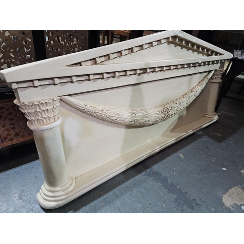 Triangular Classical Pediment with columns and carved swag