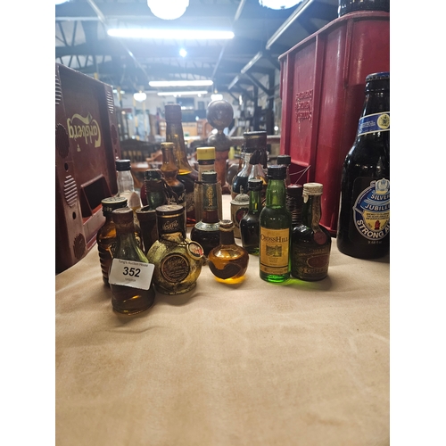 A large collection of vintage miniature spirits