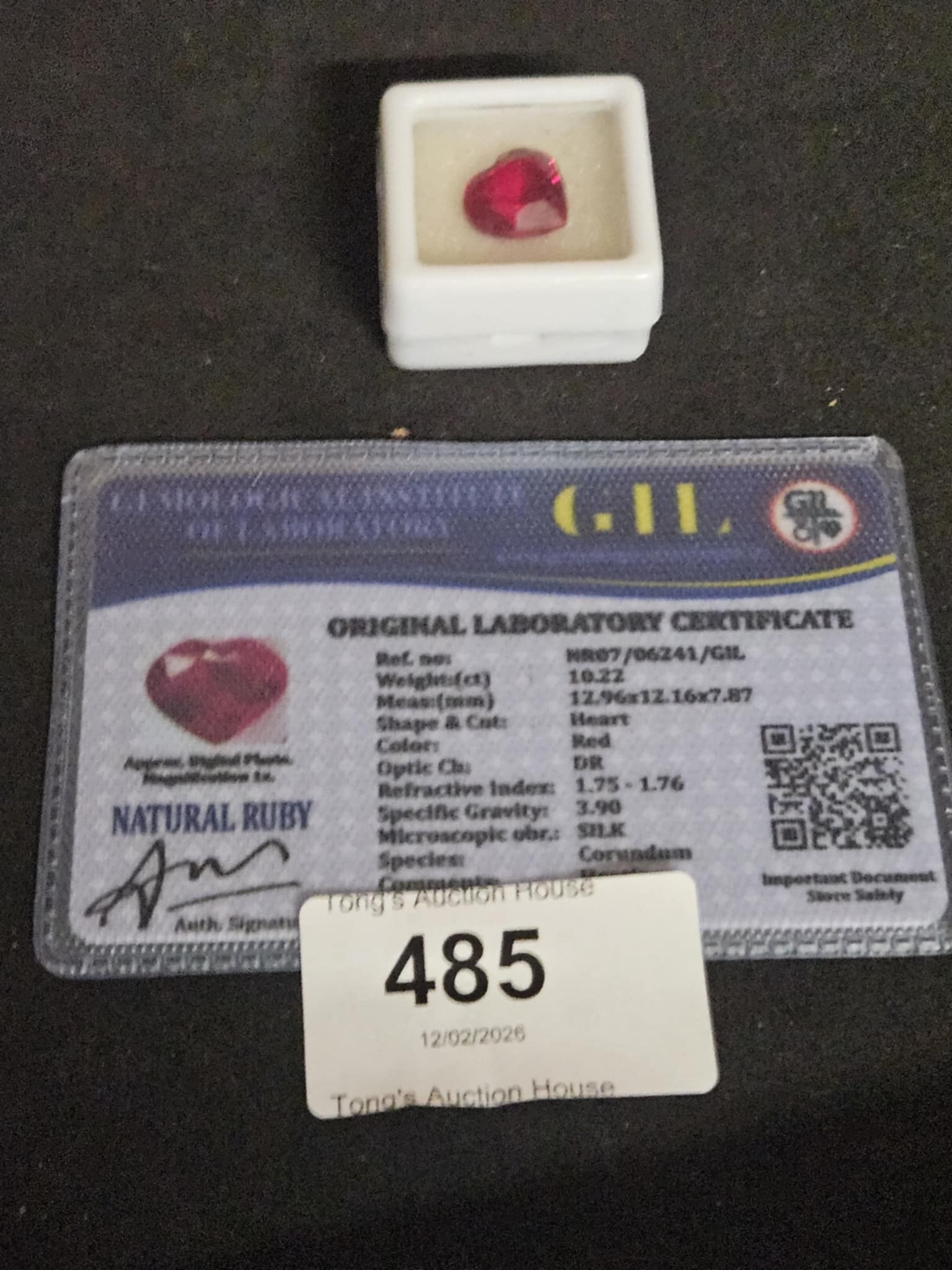 Natural Ruby with an original laboratory certificate. Weight: 10.22 ct ...