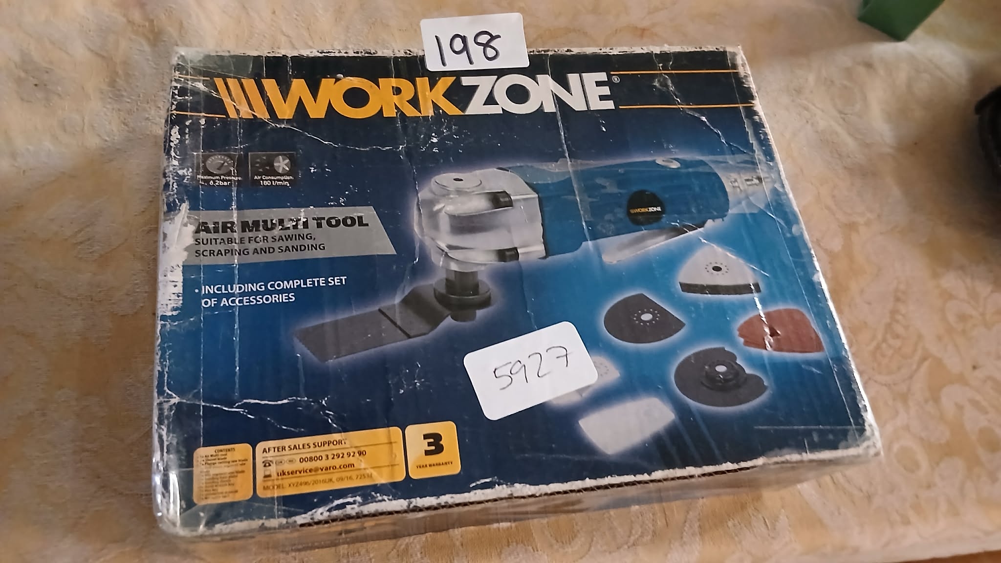 Workzone Air Multi Tool, designed for sawing, scraping, and sanding tasks.