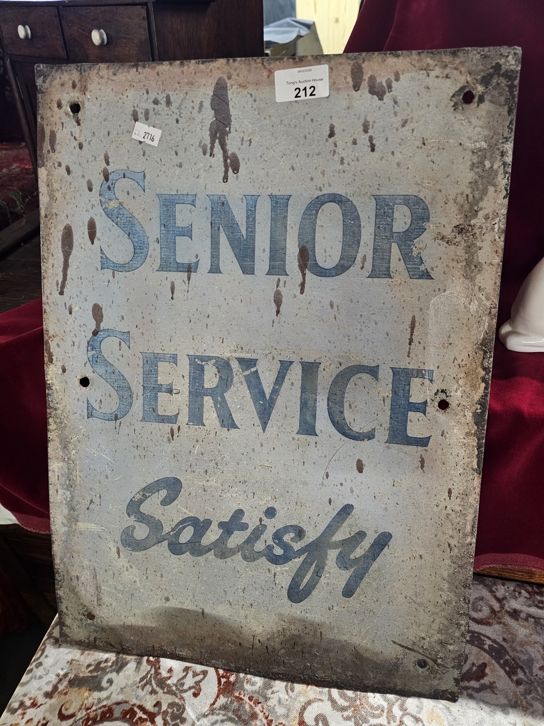 Vintage metal advertising sign for Senior Service Cigarettes made by by ...