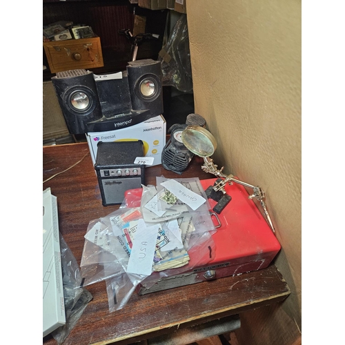 mini speaker magnifying glass and cash box