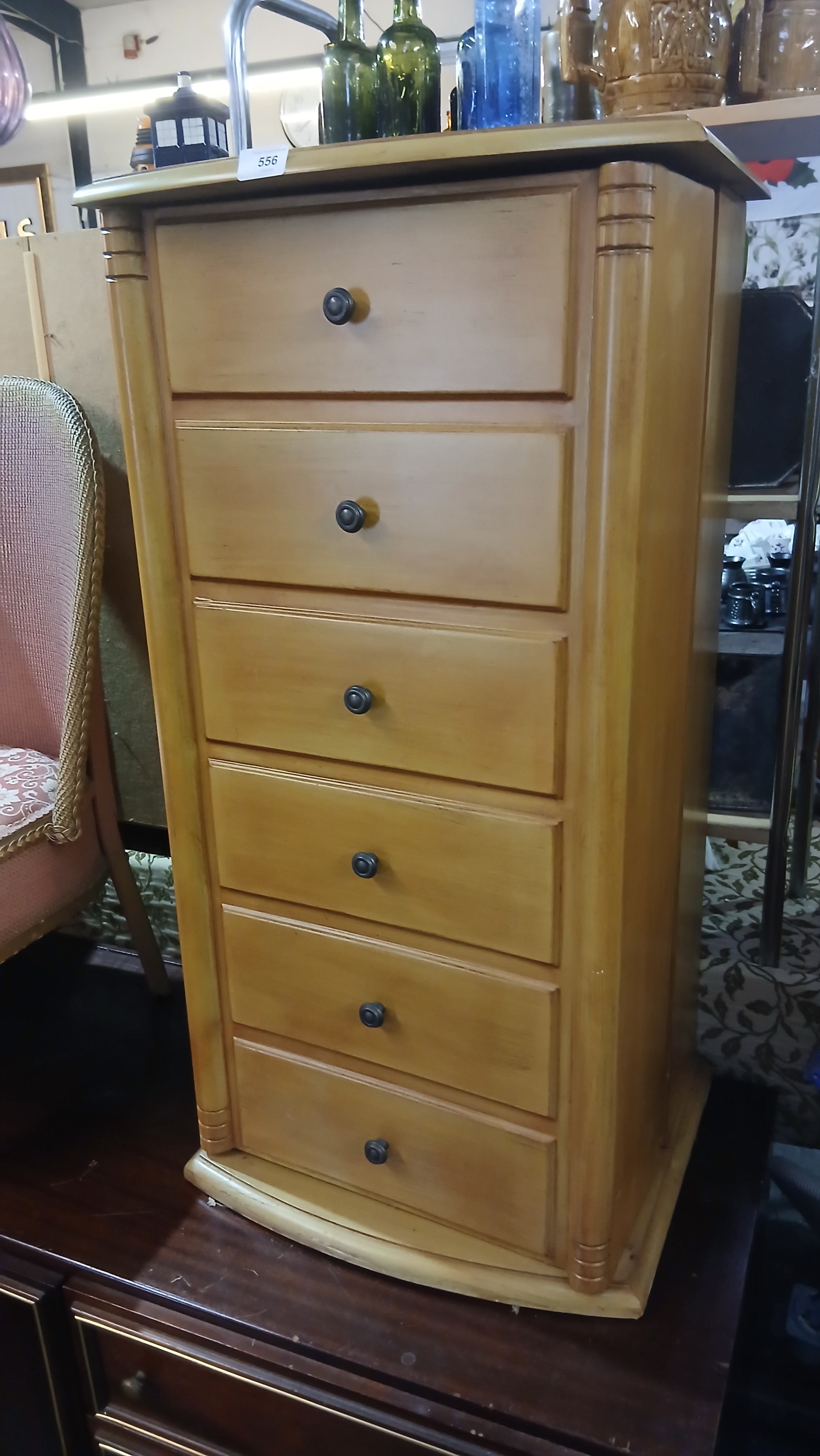 Faux drawer secret opening cabinet in solid wood, 95 cm height