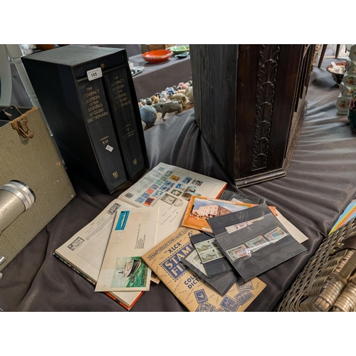 105L - Vintage postage stamps, first-day covers, philatelic album plus The Compact Edition of the Oxford En... 