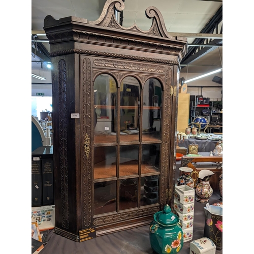 109 - Absolute quality piece of furniture French Carved Oak Vitrine display cabinet Victorian/Neo-Gothic p... 