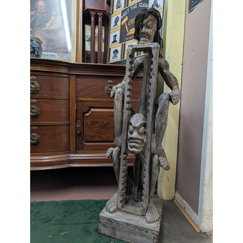 16 - African Tribal Art carved CD rack