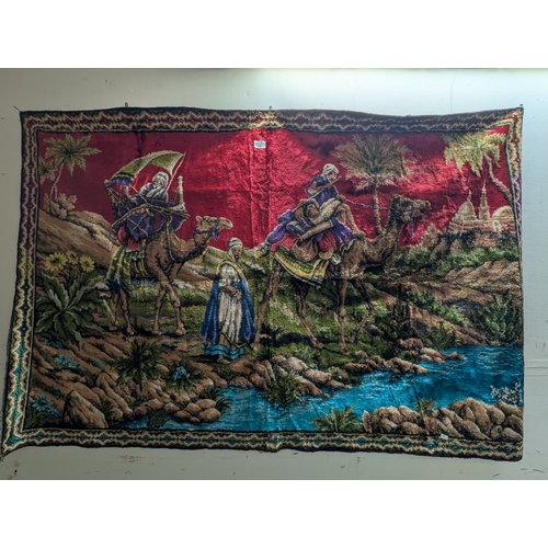 19 - Vintage wall hanging depicting the three wise men, 180 x 117 cm