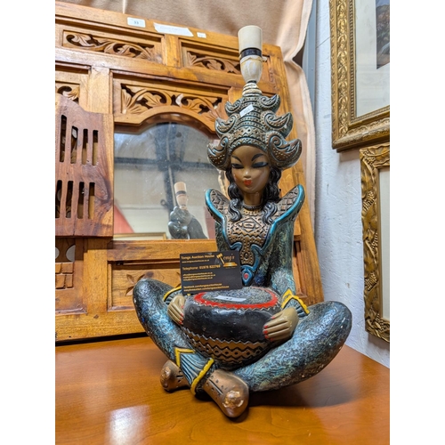 34 - Vintage 1950's chalkware table lamp, 48 cm height