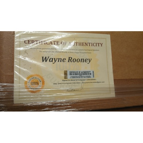 26 - Framed and signed 2010  World Cup football shirt signed by WAYNE ROONEY, 90 x 75 cm