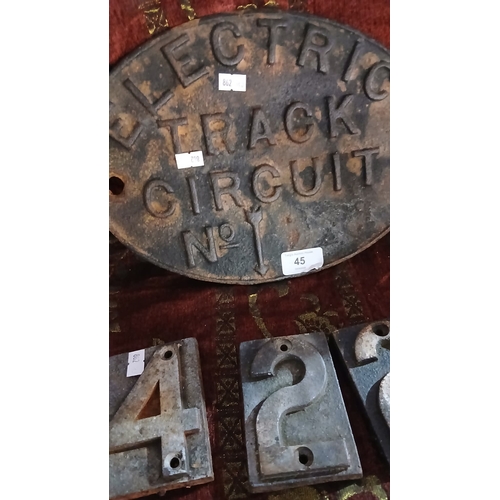 45 - vintage railway collectable is a cast iron 