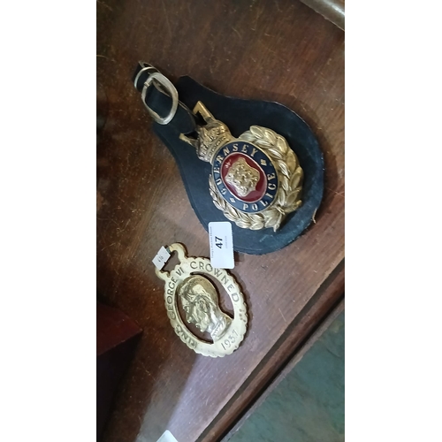 47 - Guernsey police badge KING GEORGE VI   horse brass