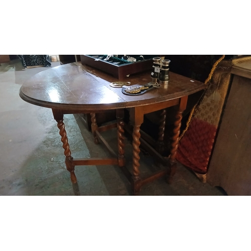 50 - vintage gateleg table,  barley twist or bobbin legs.
