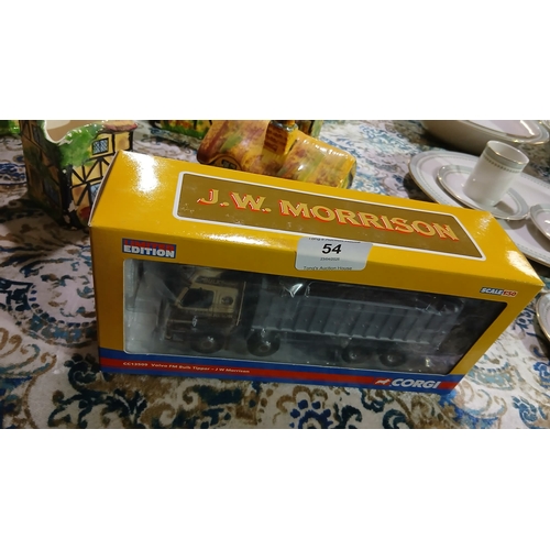 54 - Corgi CC13509 Volvo FM Bulk Tipper model truck in 1:50 scale, featuring the J.W. Morrison livery.