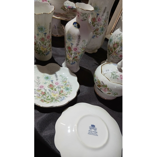 69 - decorative bone china vases, dishes, and a lidded container in the Aynsley 