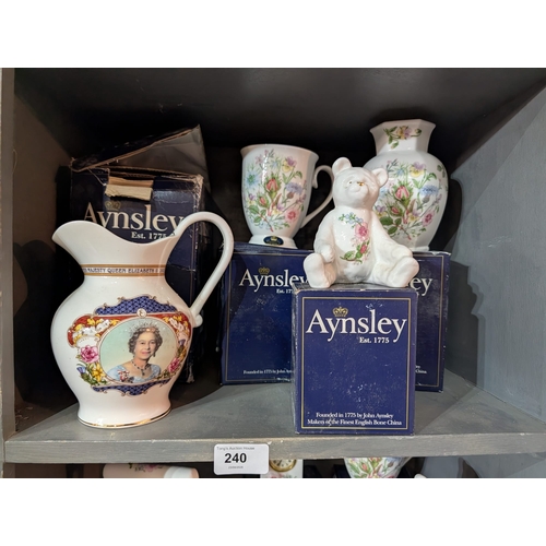 240 - Aynsley Queen Elizabeth II 2002 Golden Jubilee Bone China Jug. Also Ayndley Bear, mug and vase all i... 