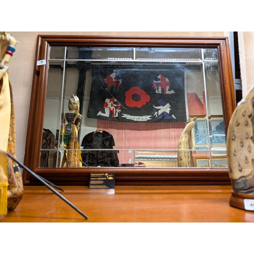 46L - Wooden Framed Wall Mirror featuring Leaded design windows, 80 x 60 cm