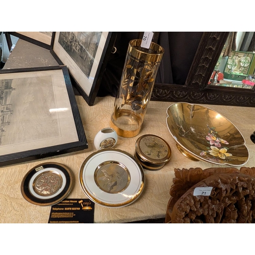 70L - Czech glass vase with gold flowers, collection of Japanese 