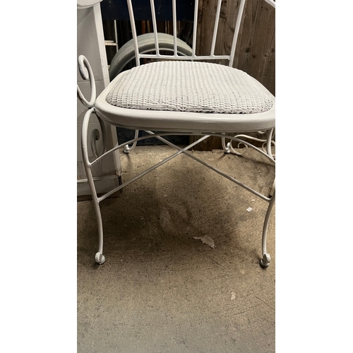 35 - Beautiful white French style wicker and metal chair