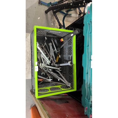 79 - various open-ended wrenches, combination spanners, a mallet, and screwdrivers.