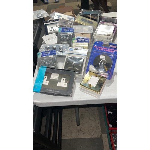 205 - variety of electrical fittings and accessories, including wall sockets, switches, and plates