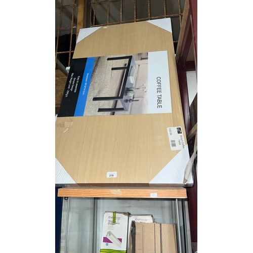 219 - brown coffee table in its original packaging