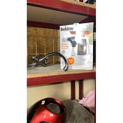 239 - Beldray Window Cleaning Vacuum And a sink tap