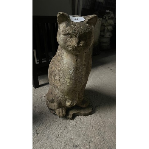 44 - vintage reconstituted stone garden cat statue,