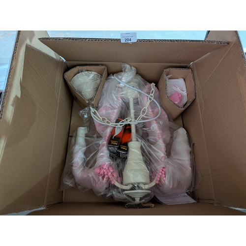 204L - Boxed new cream and pink chandelier