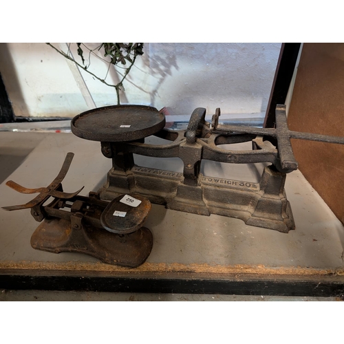 250L - Pair of vintage cast  iron balance scales