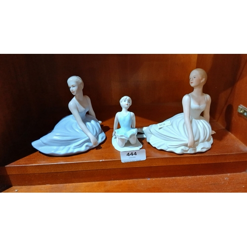 444 - three vintage porcelain ballerina figurines.