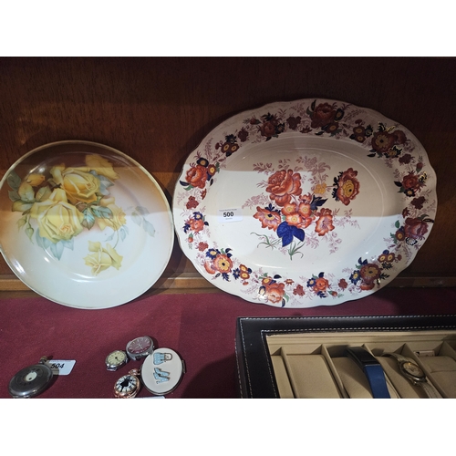 500P - Large Victorian meat plate and hand painted dinner plate