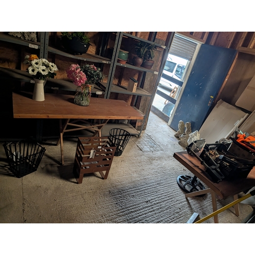 61D - PAIR OF WOODEN FOLDING TABLES