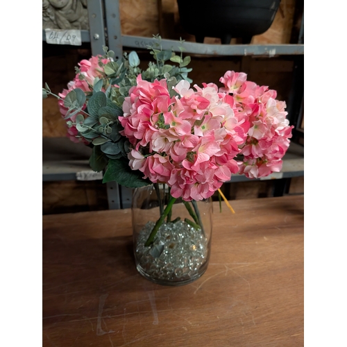 60C - pink hydrangea artificial flower arrangement